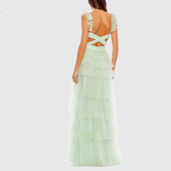 Mac Duggal Ruffle Tiered Tulle Mint dress.  Brand New!!  Retails $598 - Picture 2 of 8